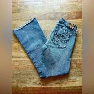 Hint Kick & Flare Jeans with Crystals & Paint Splatter | Size 7